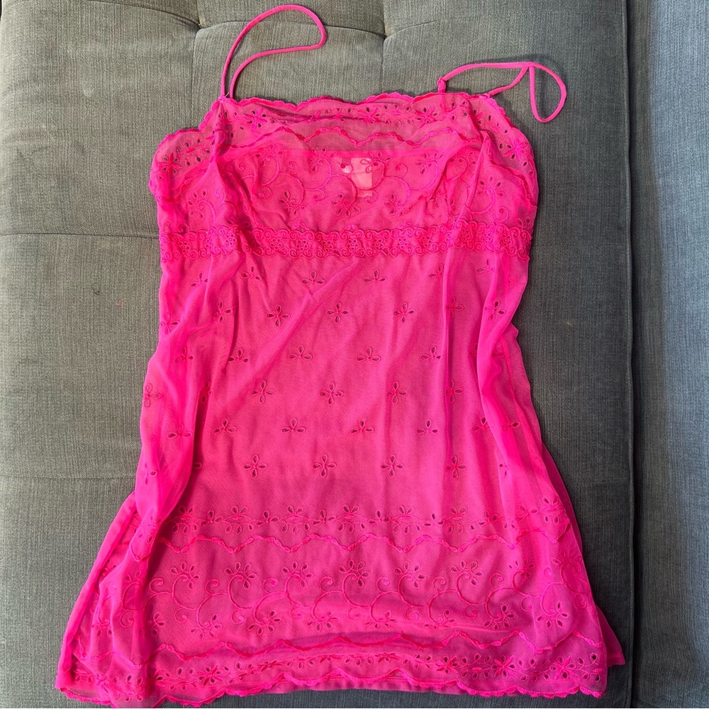 Y2K Victorias Secret Pink Mesh Lingerie Mini Dress